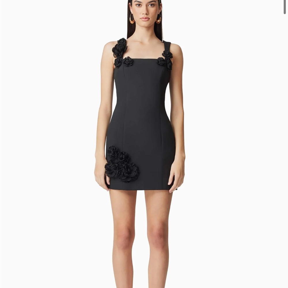 Elliatt Black Mini Dress with Floral Details